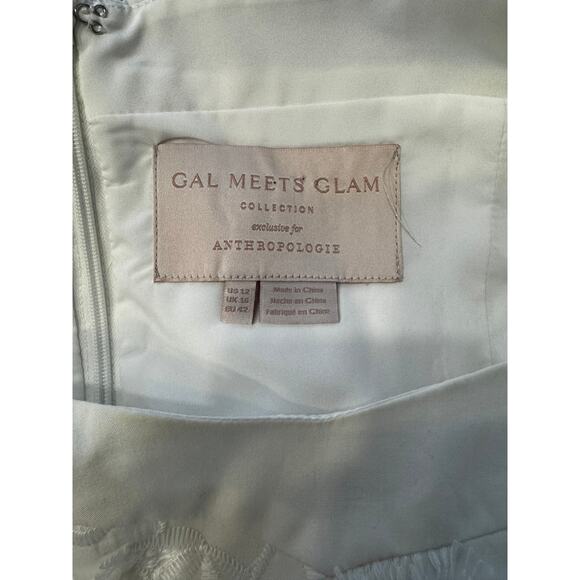 Gal Meets Glam x Anthropologie Trudy Embroidered Floral Dress Sz 12 White Cotton - Picture 6 of 8